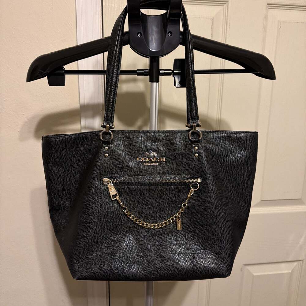 Coach Town Car Black Crossgrain Leather Tote Bag - New Without Tags